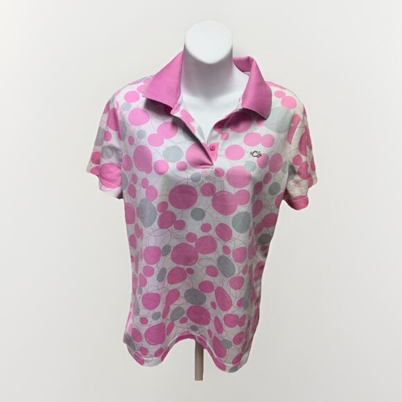Crocodile Womens Polo Shirt Size Medium 105 Pink Short Sleeve Golf - Picture 1 of 14